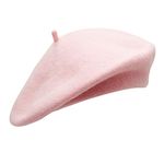 Umeepar Wool French Beret Hat Solid Color Winter Hat for Women (Pink)