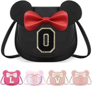 izuzta Toddler Purse Little Girl Purse for Kids 3-8 Mini Cute Mouse Ear Bow Wallet Crossbody Bag Pink Purse Birthday Gift, Large-black Bag-black, O