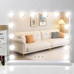 Jrswin Hollywood Vanity Mirror with Lights, Lighted Makeup Vanity Mirror with 14 Dimmable LED Bulbs, Smart Touch Control Cosmetic Mirror for Bedroom Dressing Table (50CM x 42CM)