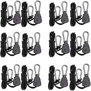 Zazzy 6-Pairs 1/8 Inch Adjustable Rope Hanger for Grow Light, Heavy Duty Ratchet Tie Down Strap with Reinforced Gear, Heavy Duty Rope Clip Hanger for Various Tie-Down Uses