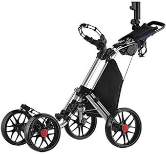 CaddyTek CaddyCruiser ONE Pro One-Click Folding 4-Wheel Golf Push Cart - 1 Year Australian Warranty (Silver)