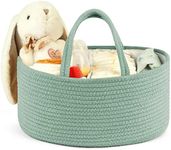 Maliton Changing Table Organiser, Baby Organiser Basket, Storage Basket for Changing Table, Nappy Caddy with Compartments and Handles, Green