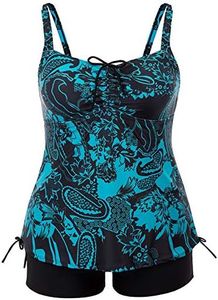 Hanna Nikole Women Plus Size Swimsuit Two Pieces Swimwear Bathing Suit 20W Blue& Black