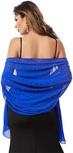 Chiffon Shawls Scarves Wraps for Bridal Wedding Party Evening Dress and Special Occasion Dresses Women Large Sparkly Shawl, Royal Blue C, 74.8*27.6in