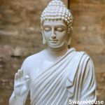 Swarn House Decor's Full Glossy White Buddha Statue Fibre Statue For Living Room|Bedroom|Garden|Table Desk Decor Meditating Idol(2Feet) Special Edition,High Glossy Mable Statue Look