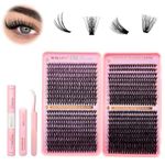 RITALASH DIY Eyelash Extension Kit, 800PCS Cluster Lash Book Set with Bond & Seal, Remover, Tweezers, D-Curl Lashes in 8-16mm (30D+40D+50D+60D Kit)