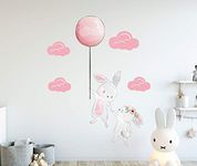 Wall Decal Bunny Rabbit Boys Girls Baby Wall Decal Sticker Hot WallDecal Decor Clouds Balloons Nursery Room Decor Wall Art Cute