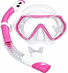 EXMUJO Snorkeling Gear for Kids with Swimming Mask and Dry Top Snorkel, Snorkel Mask Set Kids Boys Girls Ages 3-9 for Beach, Ocean & Pool