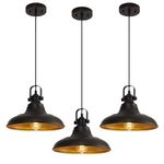 Haolaike Black Farmhouse Pendant Light,Blacks Pendant Lighting for Kitchen Island,Matte Black Hanging Lighting Fixture Over Sink for Dinning Room Bedroom Hallway,3 Packs