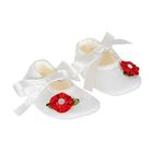 Rsmart Unisex-Child Baby Booties/Boot (White color with Red flower)