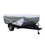 Classic Accessories Over Drive PolyPRO3 Folding Camping Trailer Cover, Fits 14'-16'L, Camper RV Cover, Customizable Fit, Water-Resistant, All Season Protection for Motorhome, Grey/Snow White