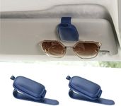 Yuoyar Sunglass Holder for Car, Magnetic Leather Sunglasses Holder and Ticket Card Clip, Car Visor Accessories, 2 Packs (Blue)