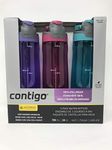 Contigo Auto Seal 3-Pack Water Bottles (Purple, Pink, Blue)