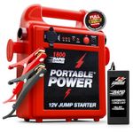 Portable 12V Jump Starter Power Pack – Starts Up to 50 Engines on One Charge – 10-Minute Recharge – Flexible 1,5m Copper Cable for Diesel & Petrol Engines – Reliable Emergency Power for Cars & Lorries
