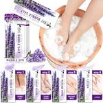 nbc BeautiLab 4 in 1 Foot Soak, Foot Callus Remover With Bubble Salt, Sugar Scrub, Massage Mask, Massage Lotion In a Box, 4 Step Foot Spa Kit For Dry Cracked Feet, Softens Calluses, Athletes Foot, Soothes Sore and Tired Feet (1 set Lavender)