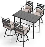 MFSTUDIO Counter Height Patio Bar Set of 5 with 1 Heavy Duty Metal Bar Table with 4 Pieces Metal Outdoor Stool