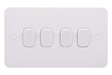 Schneider Electric Lisse White Moulded - 4 Gang 2 Way Light Switch, 10AX, GGBL1042S, White