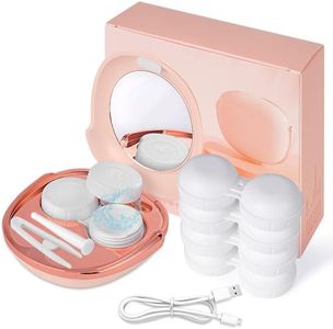 VORDRASSIL MV5 Contact Lens Cleaner Machine, Portable Ultrasonic Contact Lens Cleaner with USB Charger, Fit Disposal Soft Lens, Colored Contact Lens, RGP Lens and OK Lens (Pink)