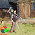 Henrys Tripod Garden Ladders with Built-in Platform by Henchman 8' Semi (1 Leg) Adjustable. Lightweight Aluminium Garden Maintenance, Hedge Cutting, Fruit Picking, Tree Trimming, Topiary Ladder.