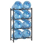 Water Cooler Jug Rack Heavy Duty 5 Gallon Water Bottle Holder 4 Tier Water Rack with 8 Slots for Gallon Jugs Water Storage Organizer Shelf for Home Office Kitchen Breakroom, Black