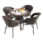 DEVOKO 5 Pieces Outdoor Patio Balcony Bistro Set With Hdpe Rattan Wicker Chairs And Table For Outdoor Garden Furniture Set (Dark Brown, 76.2 Cm, 58.4 Cm, 61 Cm)