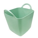 Heavy Duty Plastic Flexi Tub Home Garden Flexible Storage Bucket Laundry Toys Kitchen Bucket, Rubble Container, 2-Handled Recycled Tub (9L- Mint Green Flexi Tub Square)