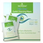 NOVEHA Tea Tree Oil Eyelid & Lash Wipes | With Hyaluronic Acid, Green Tea & Chamomile For Blepharitis & Itchy Eyes, Box Of 60 Individually Wrapped Eyelash Wipes, Natural Makeup Remover & Daily Cleanser