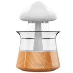 Cloud Rain Humidifier Water Drip Diffuser with Essential Oils,Night Light with 7 Changing Colors,Aromatherapy Diffuser Desk Fountain Bedside for Sleeping Relaxing Mood Water Drop Sound,Wooden
