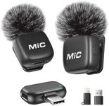 Wireless Lavalier Microphone for iPhone, iPad, Android Phone, 2 Pack Mini Microphone with Noise Reduction, Auto Pairing and Mute & Reverb for Vlogging, Video Recording, TikTok, YouTube