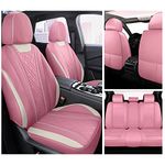 Car Seat Covers Full Set, Super Luxurious Heavy Duty Waterproof Leather Automotive Vehicle Cover for Cars SUV Pick-up Truck, Universal Non-Slip Seat Pink Car Accessories (PINK)