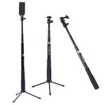 Smatree SmaPole Q3 Telescoping Pole, Selfie Stick with Tripod Stand for GoPro Fusion/Hero 2018/8/7/6/5/4/3/2/1/Session Cameras, DJI Osmo Action