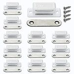 12Pack Cupboard Magnetic Door Catch for Cabinet Heavy Duty Magnet Catches Kitchen Latch Small Home Furniture Plastic Shell Metal Plate with 48pcs Screws (White)