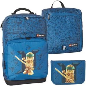 SKANDO BAGS LEGO® Optimo Plus Unisex Schulranzenset mit CE-zertifizierzertem Federlappeninhalt & montierbarem Turnbeutel - LEGO® oder Ninjago - Große Hauptfach - verstellbare Brustriemen - 5-8 Jahre…,