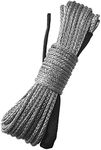 Synthetic Winch Rope 1/4 Inch x 50 ft 7700LBs with Black Protecing Sleeve for ATV UTV SUV Winches Line Cable Rope(Gray)