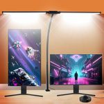 Aurazen Ultra Bright LED Desk Lamp for Home Office - 24W Dual Head Architect Task Desk Light with Clamp, Stepless Dimming Desk Light, 50 Adjustable Modes, Flexible Gooseneck Monitor Light, Eye-Caring