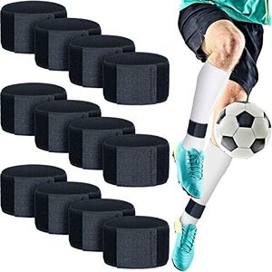 12 Pcs Soccer Shin Guard Straps Adjustable Shin Fixed Straps Anti Slip Lightweight Soccer Ankle Guards for Youth Kicking Legging Football Ball Running Cycling Sports, Black