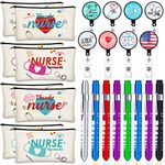 24 Pcs Nurse Ｗeek Gifts Set Nurse Accessories for Work Set Nurse Penlight Nurse Makeup Bags Cosmetic Bag Nurse Badge Reel Gifts for Nurse Nursing Student Christmas Gifts (Lovely Pattern)