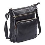 Wise Owl Genuine Leather Crossbody Handbags & Purses for Women - Premium Crossover Over the Shoulder Bag (Black Nappa)