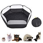 Andiker Small Animal Playpen 47.2”, Foldable and Portable Outdoor Exercise Fence Pop-Up Yard Fence, Breathable Pet Tent Play Pen for Hamster, Guinea Pig, Chinchillas, Hedgehogs, Rabbits (Black)