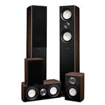 Fluance Reference Surround Sound Home Theater 5.0 Channel Speaker System Including 3-Way Floorstanding Floorstanding Towers, Center Channel, and Rear Surround Speakers - Walnut (XL8HTBW)