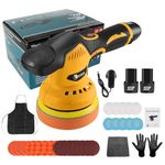 CONENTOOL Cordless Car Buffer Polisher with 2*2.0Ah Batteries- 6 Inch Portable Polishing Waxer Machine Kit 1800-6000 RPM, 8 Variable Speed, Car Polishers and Buffers with 27PCS Attachments