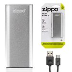 Zippo Heatbank 3 Rechargeable Lithium Iron Hand Warmer With Power Pack - Silver, Size 3H