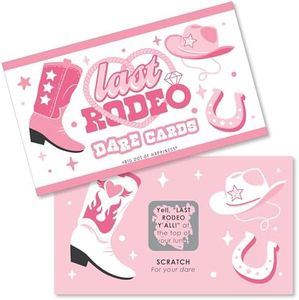 Big Dot of Happiness Last Rodeo - Pink Cowgirl Bachelorette Party Game Scratch Off Dare Cards 22 Count