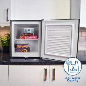 Igenix Table Top Mini Freezer, 33L – Black, Reversible Lockable Door