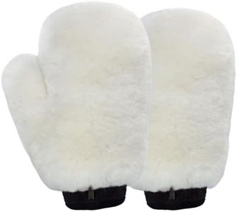Gracefur Ultra-Soft Sheepskin Horse Grooming Mitts for Tack, Saddle & Boot Cleaning - Perfect Gloves for Tack & Horse Care (White)