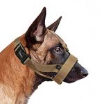 HEELE Dog Muzzle with Head Strap and Adjustable Loop and Soft Neoprene Padding, No More Chafing, Muzzle for Medium Dogs to Prevent Barking Biting and Chewing, Gentle Dog Muzzles, Brown, M