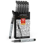 ARTEZA Disposable Fountain Pens, Pack of 12, Medium 0.9-mm Nib, Smooth-Writing Quick-Drying Black Ink Pen, Art Supplies for Professionals, Students, and Hobbyists