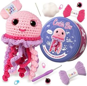Cookie Box Crochet Kit for Beginners - Learn to Craft Amigurumi Stuffed Animals - Knitting Gift for Kids (13+) and Adults - Beginner-Friendly Yarn - Stitch-by-Stitch Video Tutorial - Jellyfish Jenny