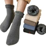 WKLOUYHE Mens Wool Socks Heavy Thick Socks Thermal Fuzzy Warm Comfort Crew Winter Socks For Women_Free Size(Pack Of 06,Multicolour)