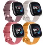 AK 4 Pack Straps Compatible with Fitbit Versa 3 Straps/Fitbit Versa 4 Strap/Fitbit Sense Strap/Fitbit Sense 2 Strap for Women Men,Soft Sport Watch Replacement Strap for Fitbit Versa 4 3(S,Pack J)